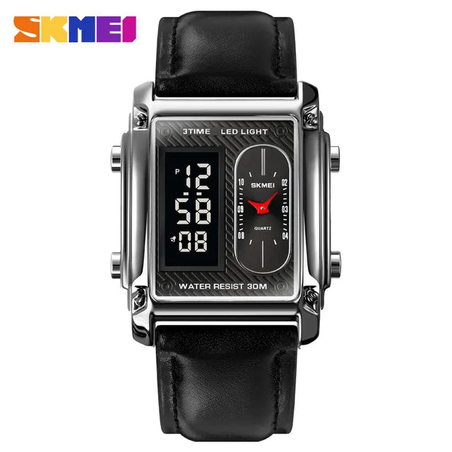 SKME cuir Montre de sport pour Homme -COD