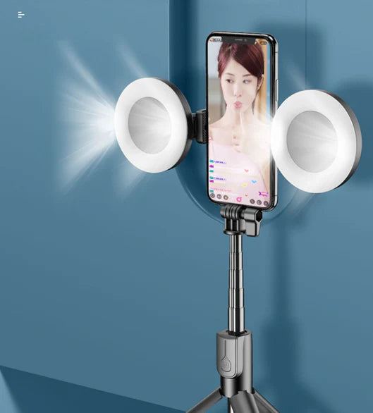 PERCHE À SELFIE AVEC DOUBLE ANNEAU LUMINEUX-COD